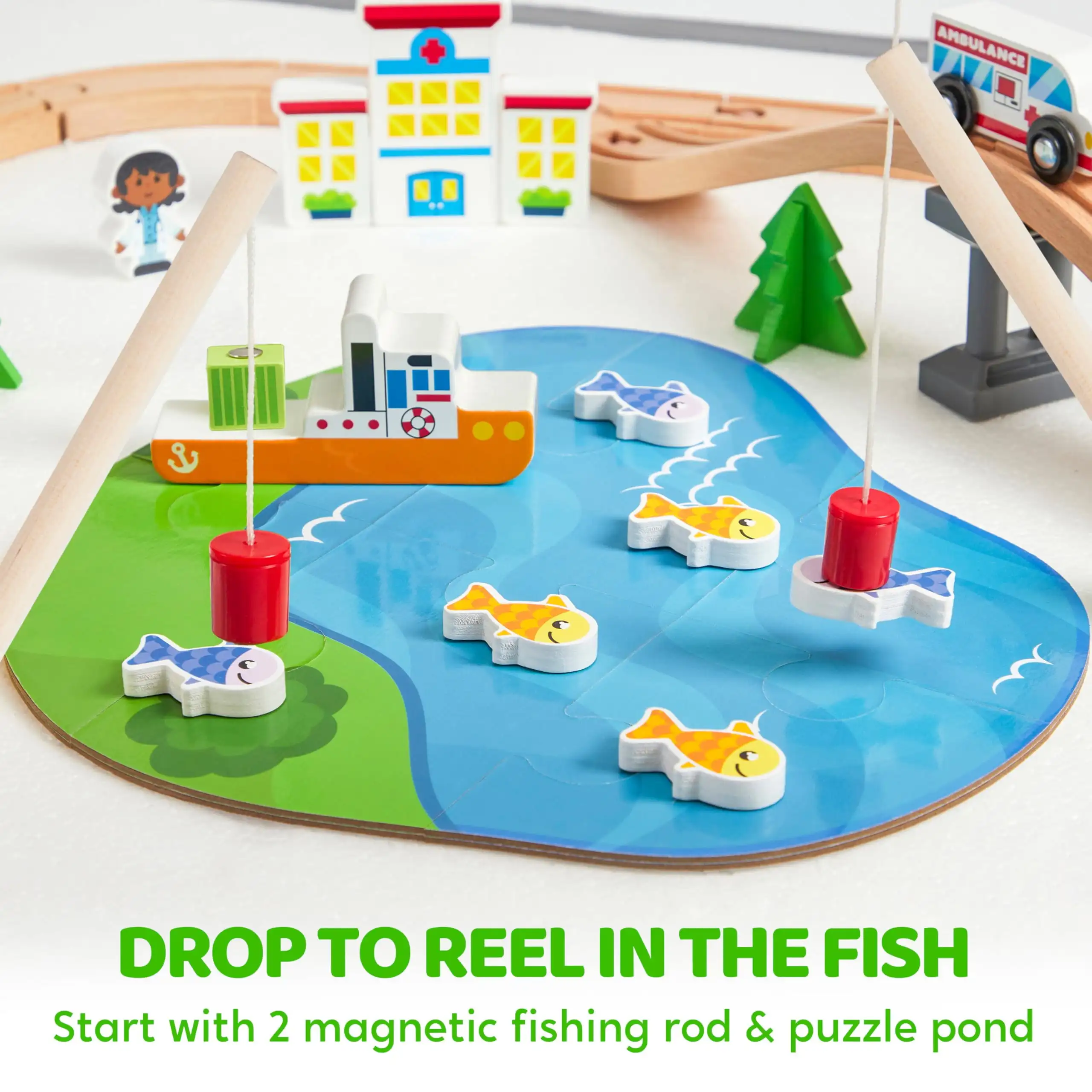 Joyfy 110/60 Pcs Wooden Train  - Kids Toys Xmas 评论和价格
